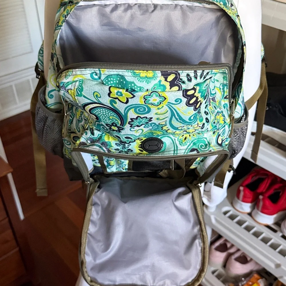 LL Bean Deluxe Book Bag Pack Backpack Travel School Green Teal Nylon Like New